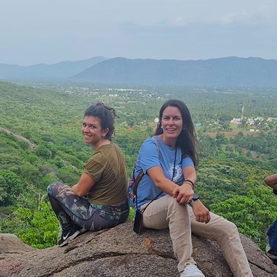 Foreigners from europe trekking in tamilnadu with stoneageadventures